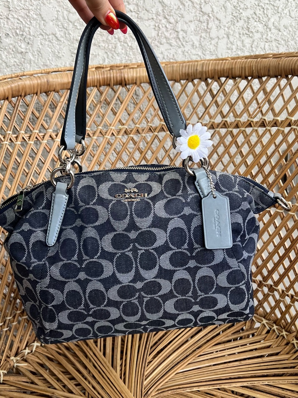Coach Signature Jacquard Small Satchel in Navy F25891